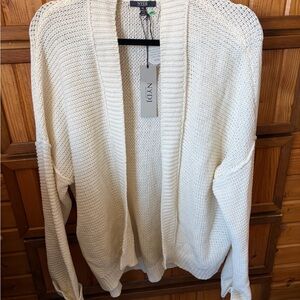 NYDJ Women's Cream Open-Front Cardigan